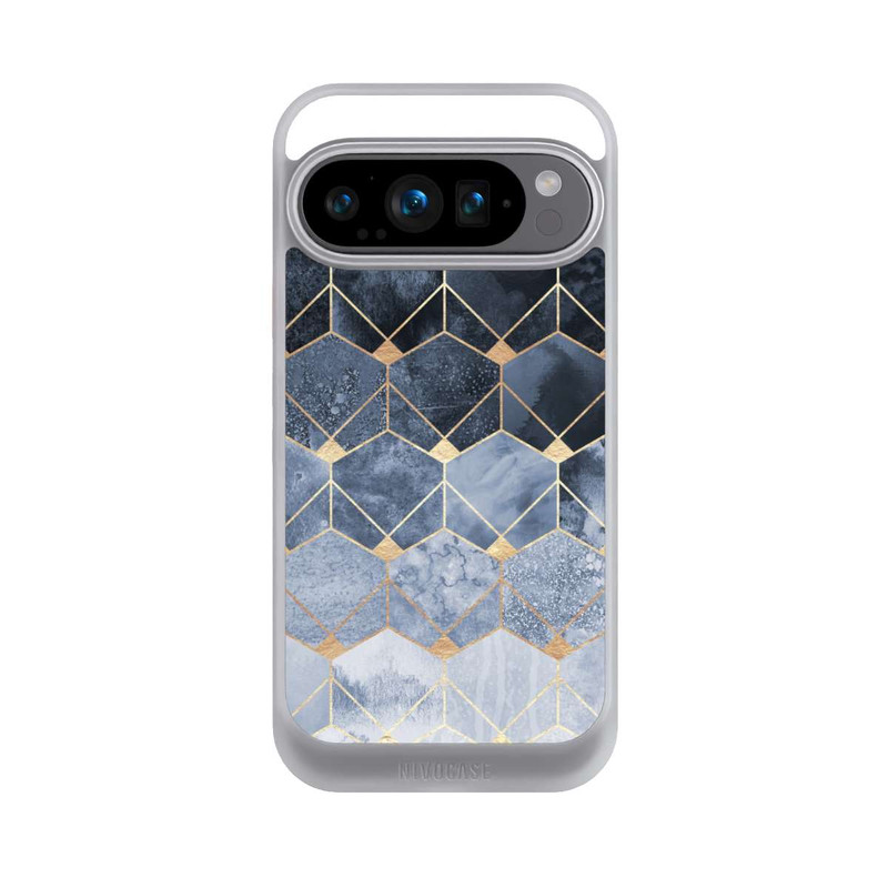 Pixel 9 Pro NIVOcore Blaue Sechsecke und Diamanten Golddruck