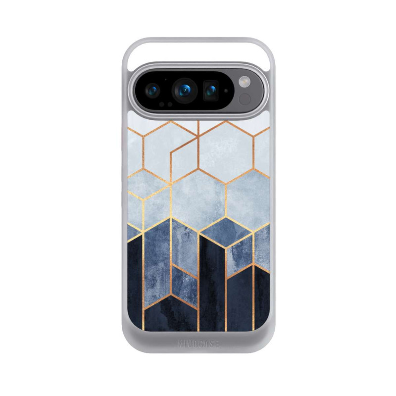 Pixel 9 Pro NIVOcore Blauer Farbverlauf Sechsecke Golddruck