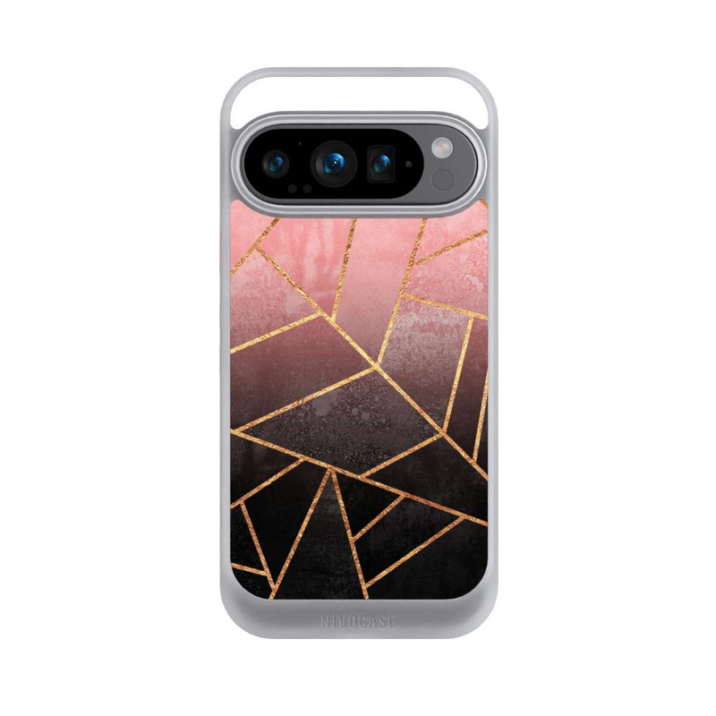 Pixel 9 Pro NIVOcore Pinker und Schwarzer Stein Gold Druck