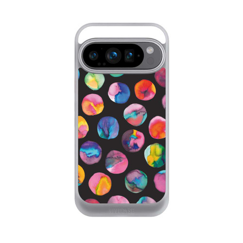 Google Pixel 9 Pro NIVOcore Bunte Tintenmurmeln Punkte Schwarz