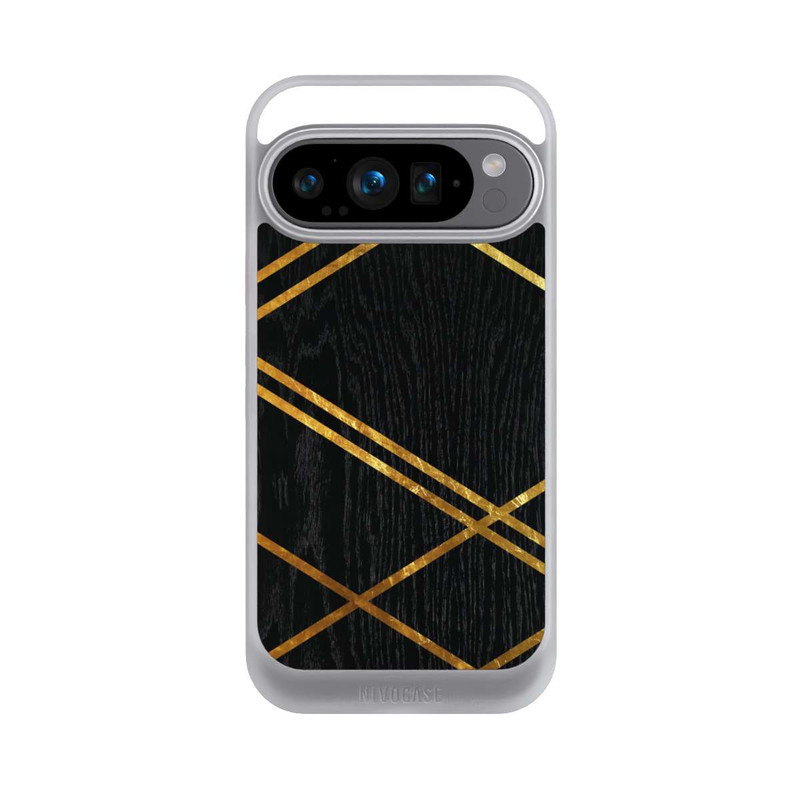 Pixel 9 Pro NIVOcore Schwarzes geometrisches Muster Goldene Streifen