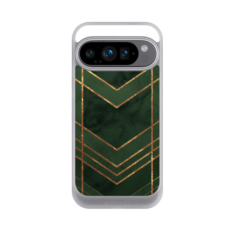 Pixel 9 Pro NIVOcore Dunkelgrün gemustert Goldene Streifen