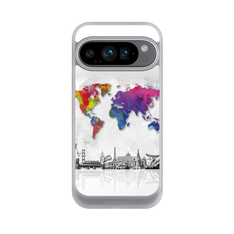 Pixel 9 Pro NIVOcore Weltkarte mit Skyline