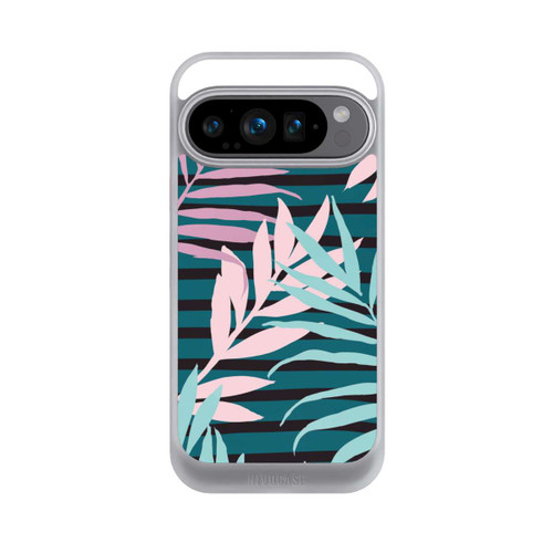 Google Pixel 9 Pro NIVOcore Feuilles de jungle pastel rose sarcelle