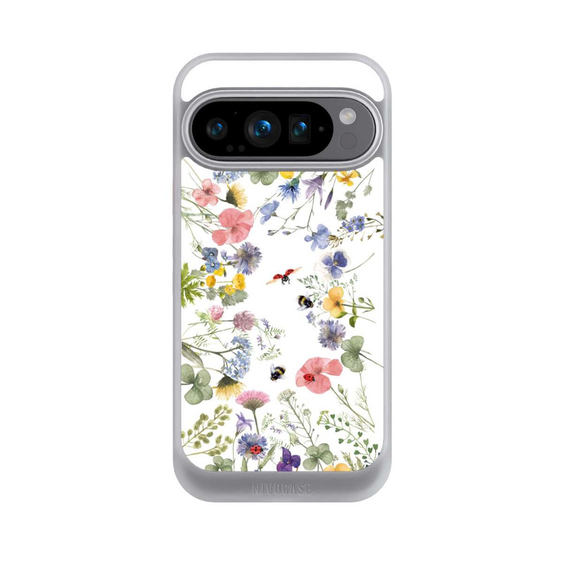 Pixel 9 Pro NIVOcore Bunte Frühlingsblumen und Bienen