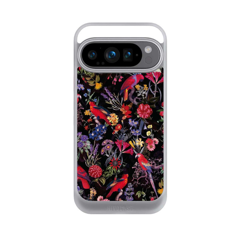 Pixel 9 Pro NIVOcore Fleurs sombres et perroquets