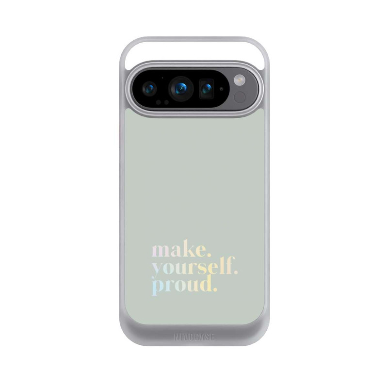 Pixel 9 Pro NIVOcore Make Yourself Proud Zitat-Minze und Farbverlauf