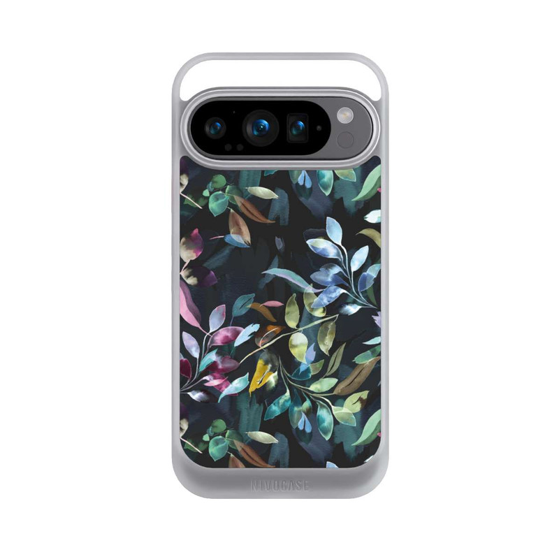 Pixel 9 Pro NIVOcore Mystische Aquarellblätter schwarz