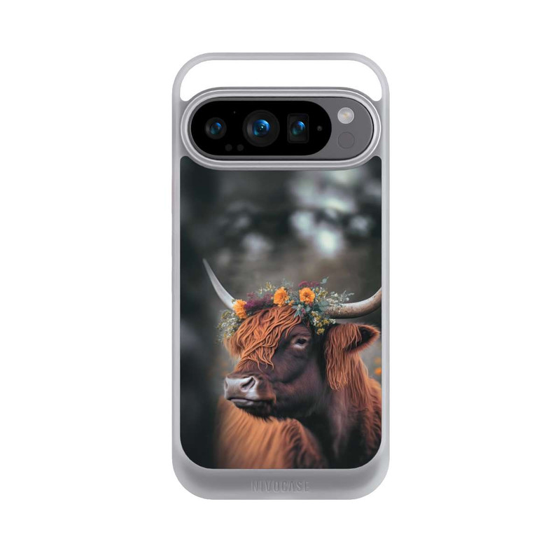 Pixel 9 Pro NIVOcore Highland Cow With Flowers with AI