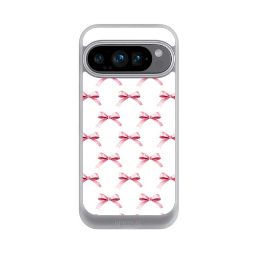 Google Pixel 9 Pro NIVOcore Motif Nœud Rose sur Fond Blanc