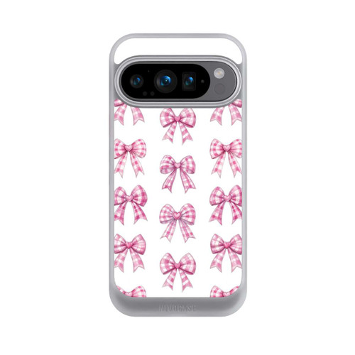 Google Pixel 9 Pro NIVOcore Pink Gingham Hearts and Bows avec IA