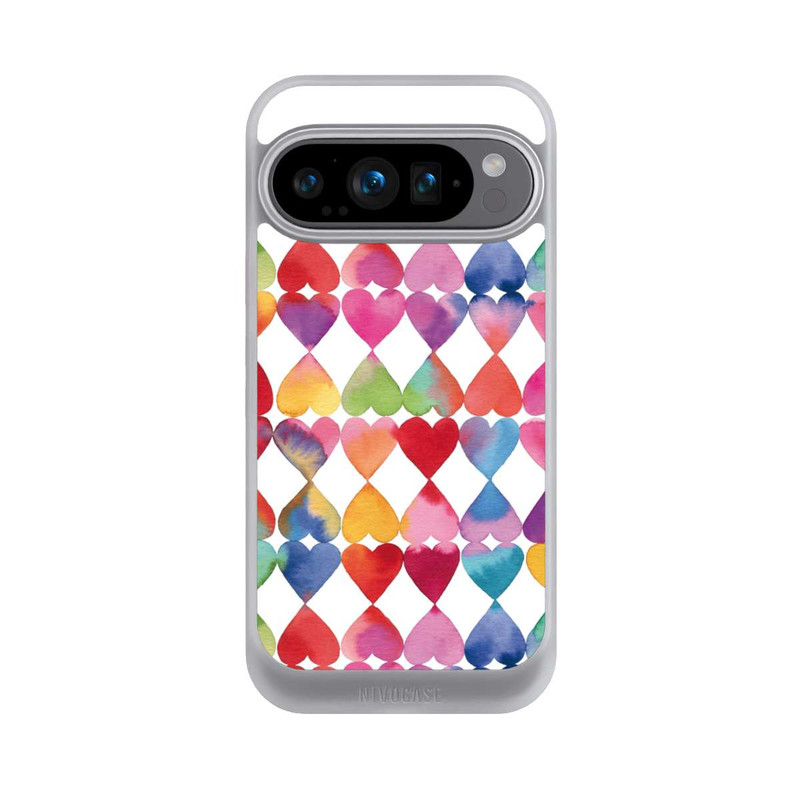 Pixel 9 Pro NIVOcore Colorful Watercolor Hearts Pattern