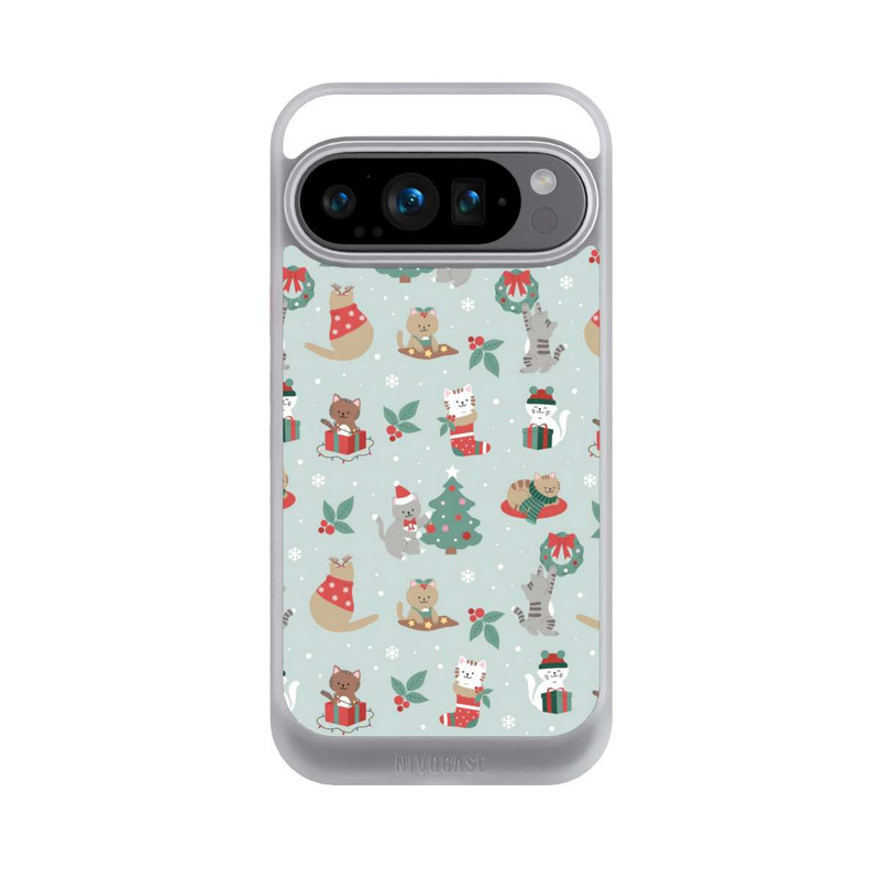 Pixel 9 Pro NIVOcore Cute Winter Wonderland Christmas Festive Cats on Teal