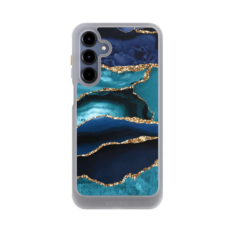 Galaxy A16 5G NIVOcore Aspect pailleté doré marbré bleu foncé et bleu clair