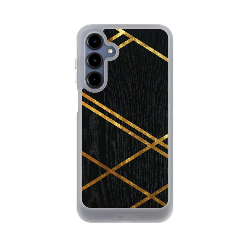 Galaxy A16 5G NIVOcore Black Geometric Pattern Golden Stripes