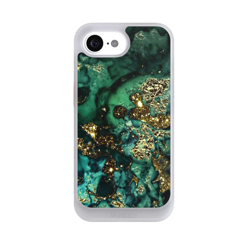 iPhone 16e NIVOcore Cyan Glitzer Marmorlook