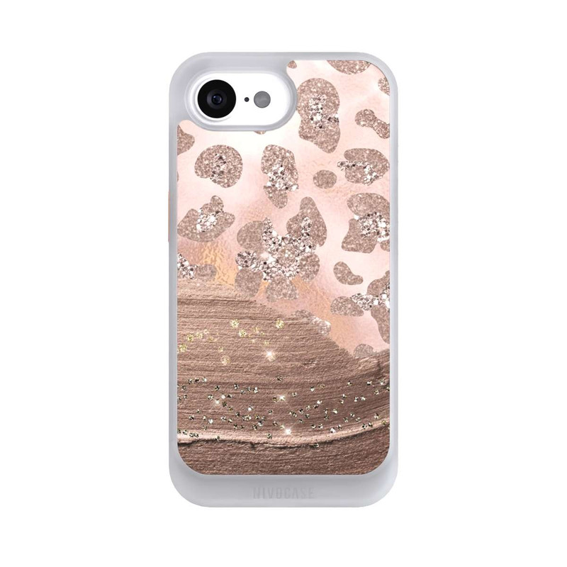iPhone 16e NIVOcore Silberner Leoparden Glitzerlook