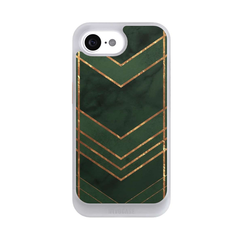 iPhone 16e NIVOcore Motif vert foncé rayures dorées