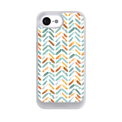Apple iPhone 16e NIVOcore Elegantes Herbstchevron Blau Orange