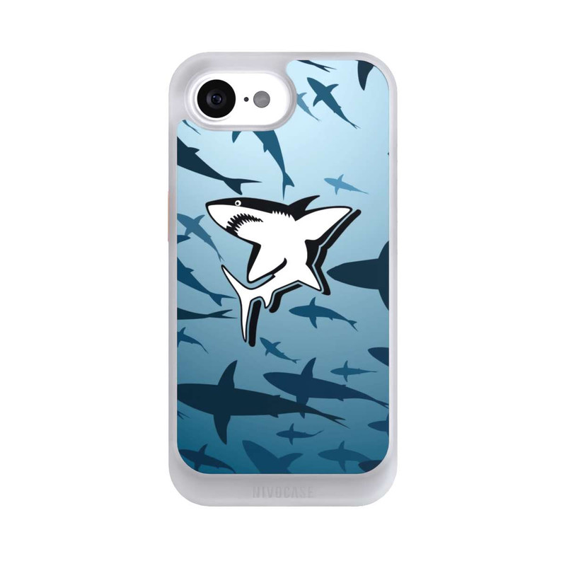iPhone 16e NIVOcore Haie Muster Blau