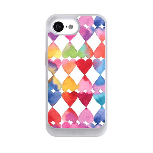 Apple iPhone 16e NIVOcore Colorful Watercolor Hearts Pattern