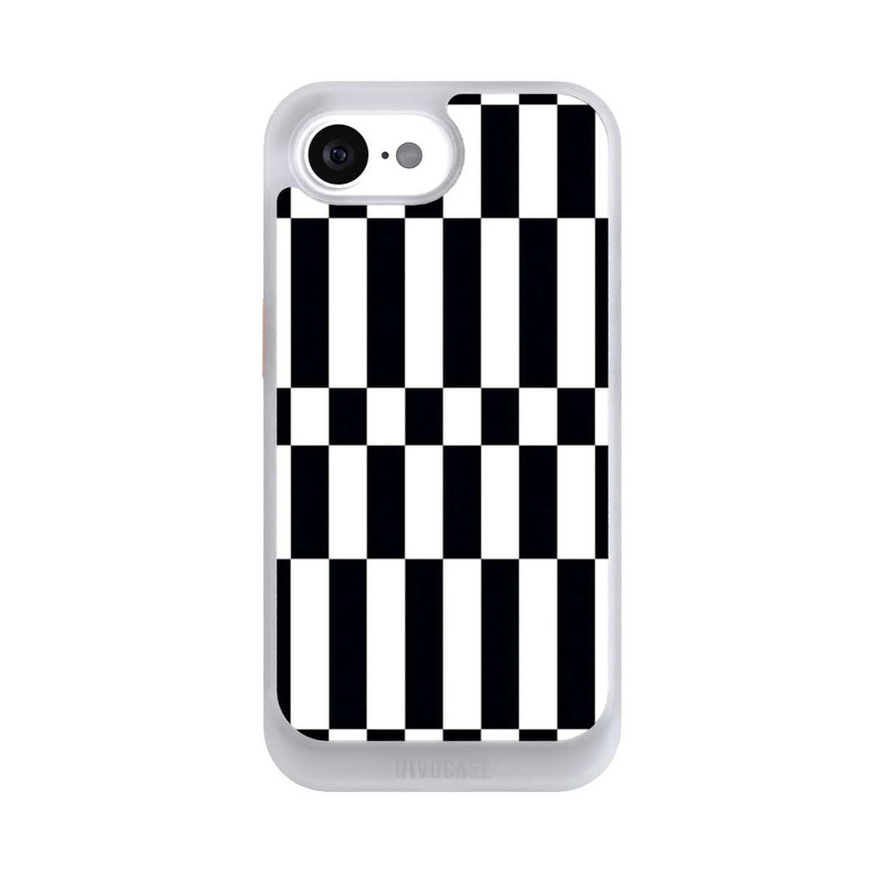 iPhone 16e NIVOcore Checked Abstract Bold Black and White Color Block