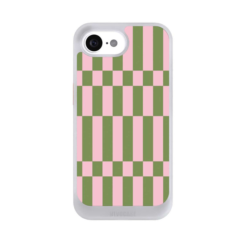 iPhone 16e NIVOcore Sage and Pink Checked Pattern Theme