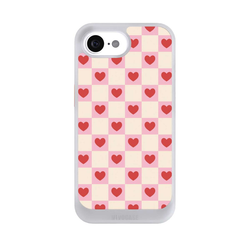 iPhone 16e NIVOcore Valentine Checked Hearts Pattern Pink