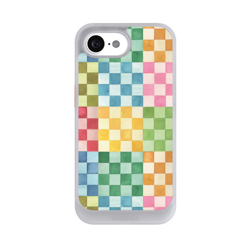 Apple iPhone 16e NIVOcore Checkerboard Watercolor Chess Geometric Red