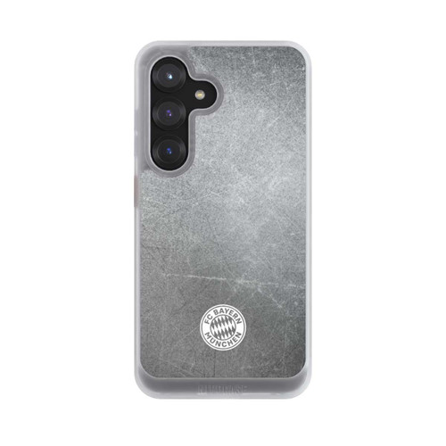 Samsung Galaxy S25 NIVOcore Klassisches FCB Logo Klein - Weiß auf Metalllook