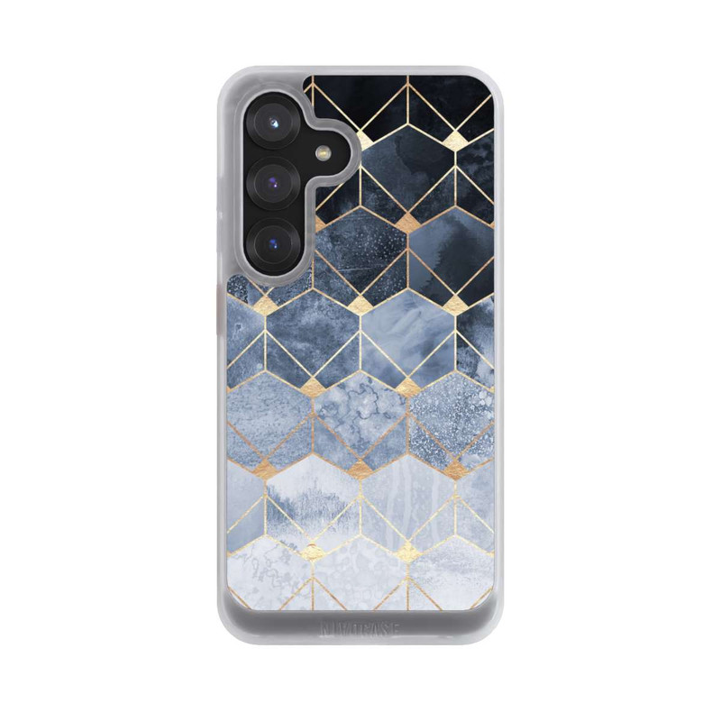 Galaxy S25 NIVOcore Blaue Sechsecke und Diamanten Golddruck