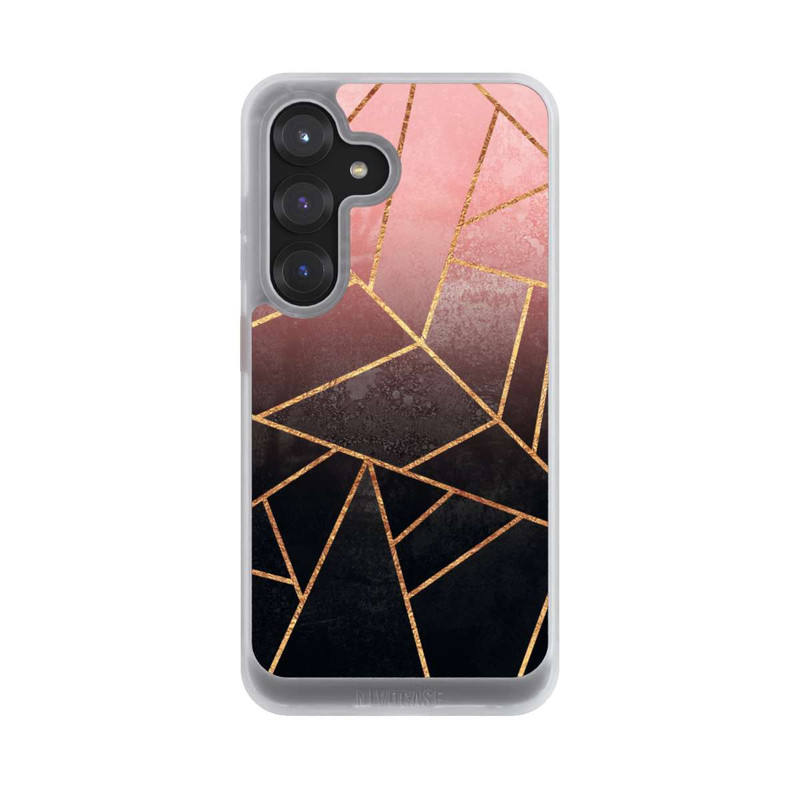 Galaxy S25 NIVOcore Pinker und Schwarzer Stein Gold Druck
