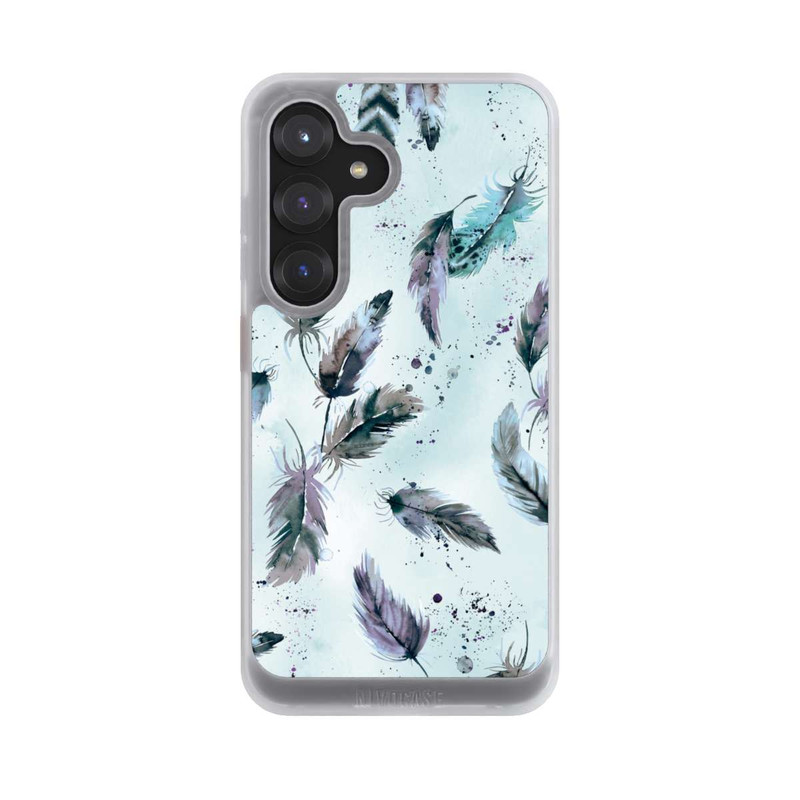 Galaxy S25 NIVOcore Magische Federn Sanftes Blau