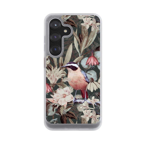 Samsung Galaxy S25 NIVOcore Orangefarbener Vogel im Vintage Blumenmuster