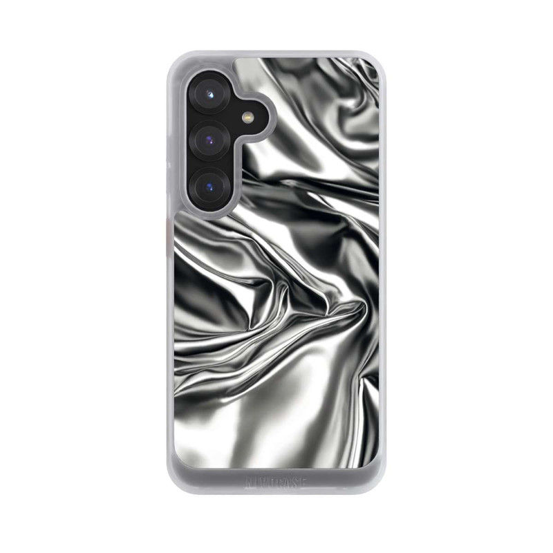 Galaxy S25 NIVOcore Glänzeder Chrome Silber Stoff mit KI