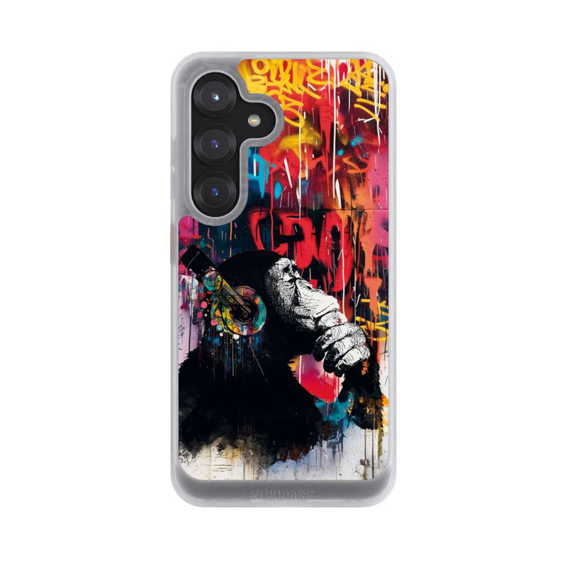 Galaxy S25 NIVOcore Affe Stereo Kopfhörer Graffiti Street Art Blau