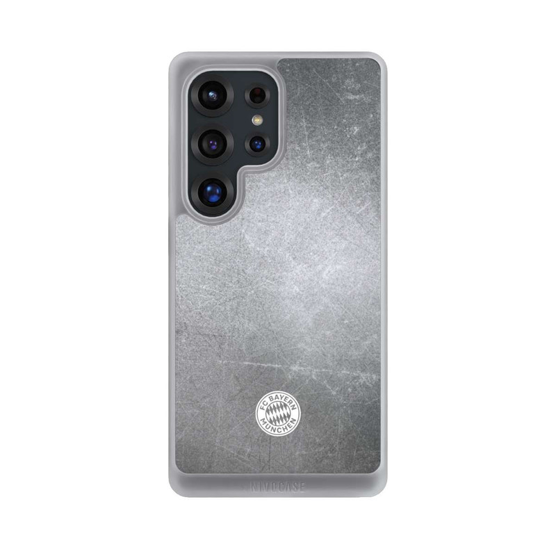 Galaxy S25 Ultra NIVOcore Klassisches FCB Logo Klein - Weiß auf Metalllook