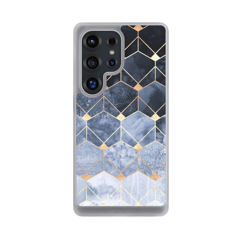 Galaxy S25 Ultra NIVOcore Blaue Sechsecke und Diamanten Golddruck