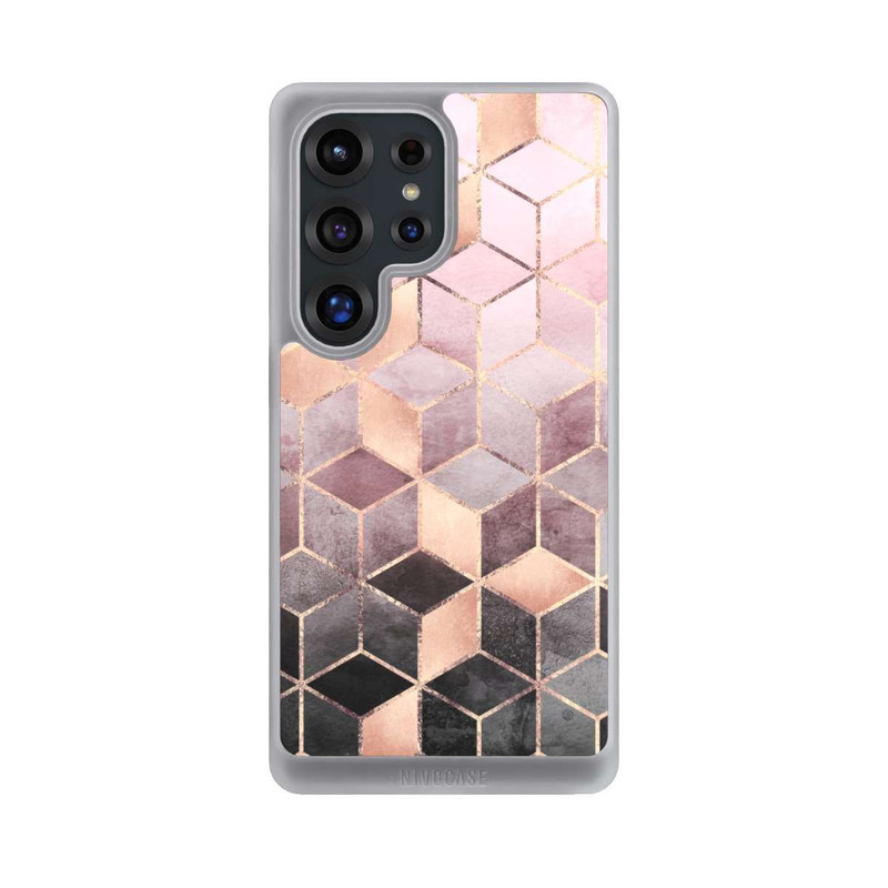 Galaxy S25 Ultra NIVOcore Imprimé Cubes Dégradés Gris Rose
