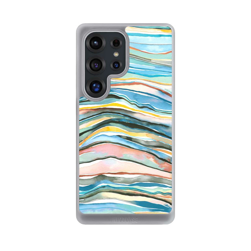 Galaxy S25 Ultra NIVOcore Couches d'agate aquarelle bleues