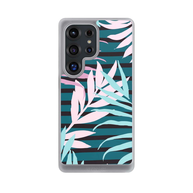 Galaxy S25 Ultra NIVOcore Feuilles de jungle pastel rose sarcelle