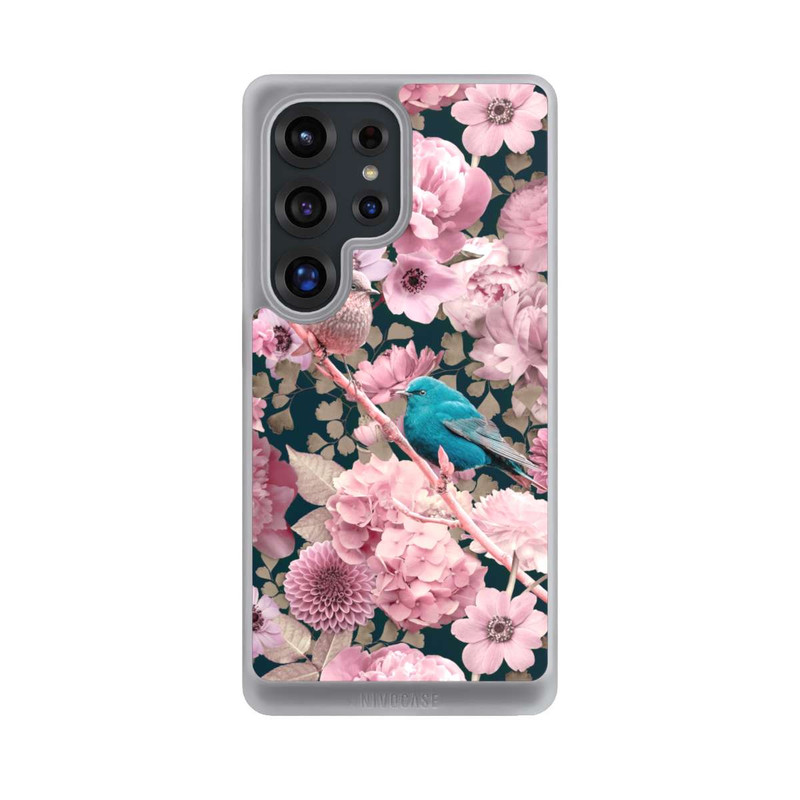 Galaxy S25 Ultra NIVOcore Moineaux à motif de fleurs roses