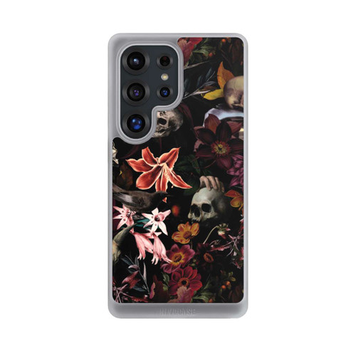 Samsung Galaxy S25 Ultra NIVOcore Totenköpfe und Blumen auf dunklem Hintergrund