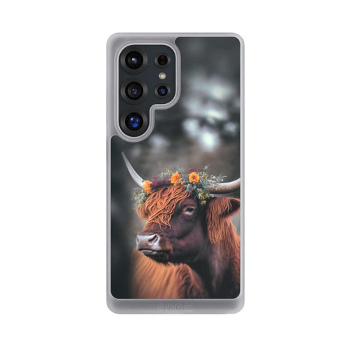 Samsung Galaxy S25 Ultra NIVOcore Vache des Highlands avec des fleurs avec IA