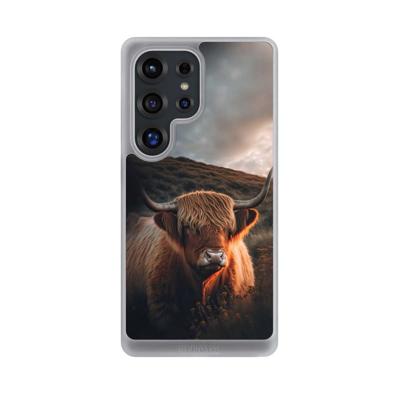 Galaxy S25 Ultra NIVOcore Vache Highland avec de grandes cornes avec IA