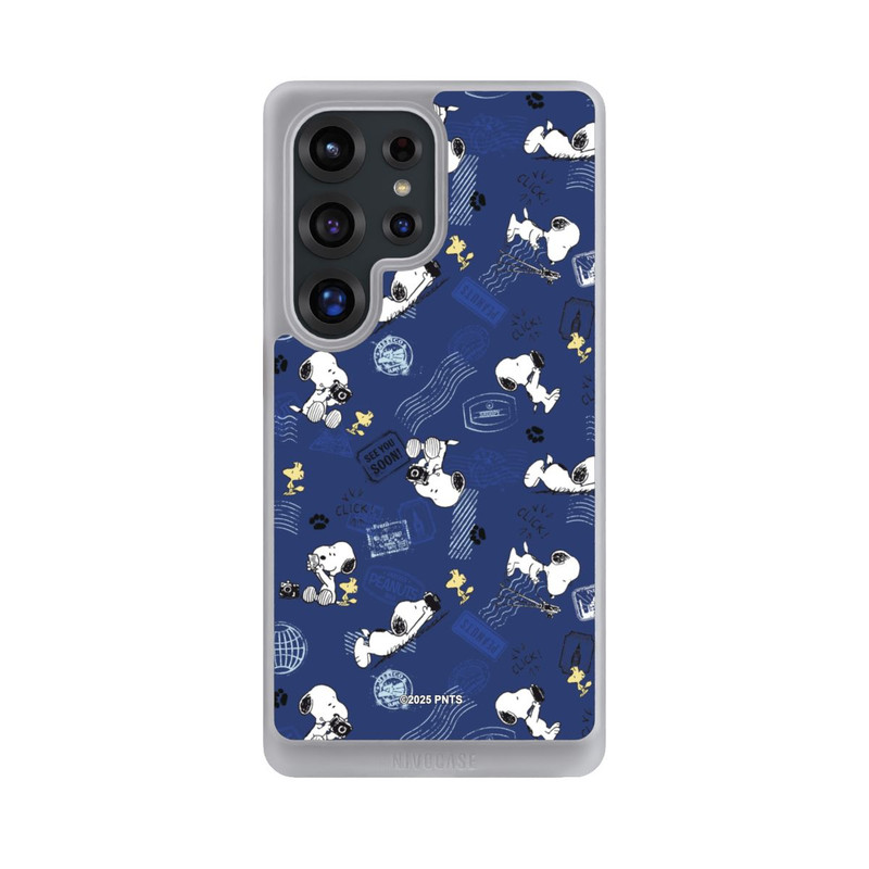 Galaxy S25 Ultra NIVOcore Peanuts Travel Stamps Pattern Blue