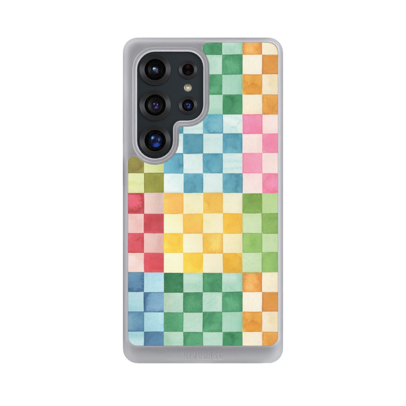 Galaxy S25 Ultra NIVOcore Checkerboard Watercolor Chess Geometric Red
