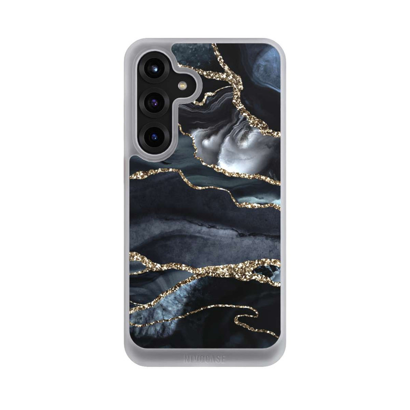 Galaxy S25 + NIVOcore Dunkler Marmor Gold Glitzerlook