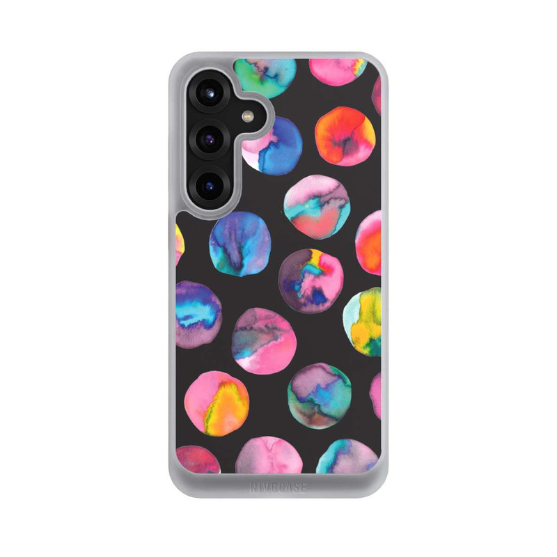 Galaxy S25 + NIVOcore Bunte Tintenmurmeln Punkte Schwarz