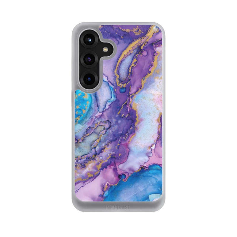 Galaxy S25 + NIVOcore Encre tourbillonnante violette et bleue